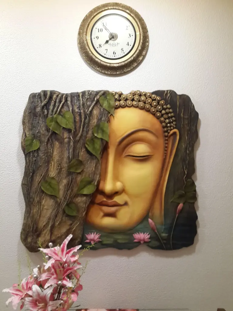 Tranquil Buddha Wall Art with Tree and Lotus Motif