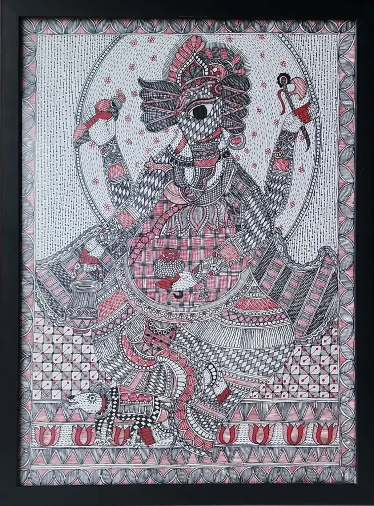 Goddess Durga in Madhubani Style
