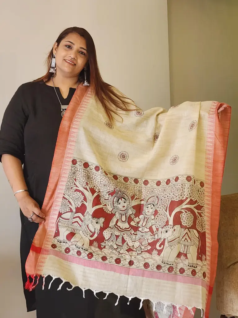 Madhubani Hand-Painted Dupatta