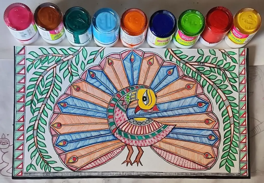 Dancing Splendor – Colorful Peacock Painting