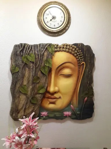 Tranquil Buddha Wall Art with Tree and Lotus Motif