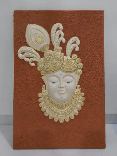 Elegant Shrinathji Mural on Terracotta Background