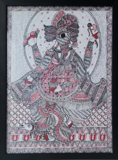 Goddess Durga in Madhubani Style