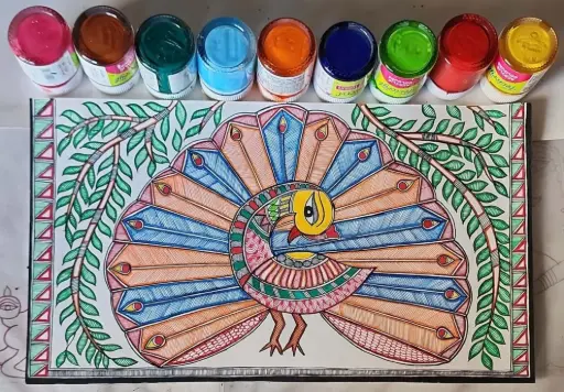 Dancing Splendor – Colorful Peacock Painting