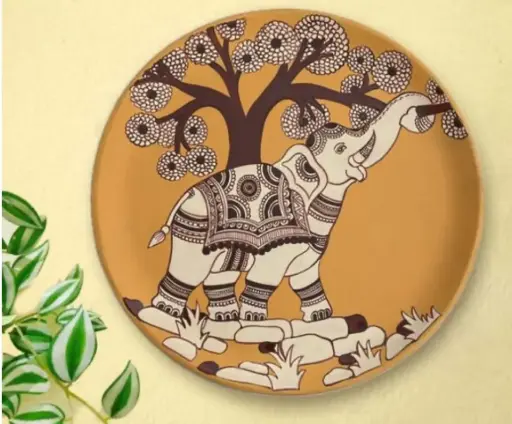 Hand-Painted Elephant Wall Plate