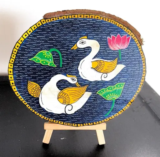 Swan Serenity - Hand Painted on Natural Wood Slice