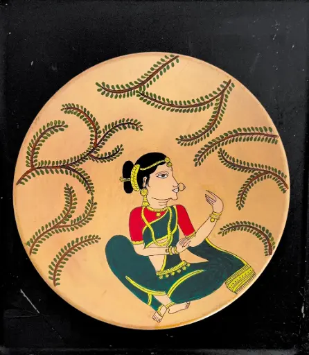 Grace of Tradition - Hand Painted Woman on Wood Plate